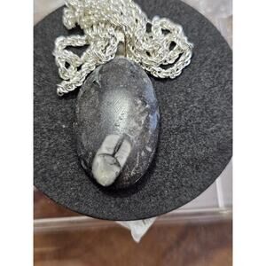 Orthoceras fossil pendant w/925 silver